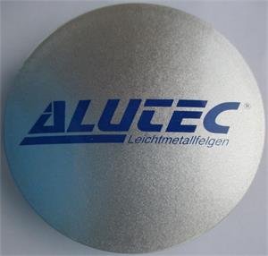 Alutec Wheel Cap 64mm Silver with Blue lettering N32 9N32ALUTEC-SI